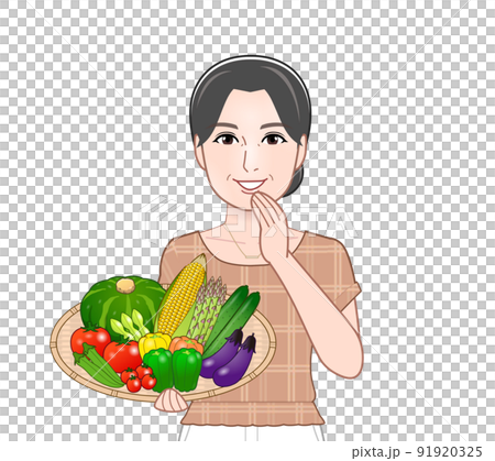 Female with summer vegetables Female with summer vegetables 91920325