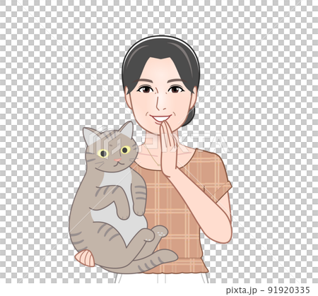 抱著貓的女人 抱著貓的女人 91920335