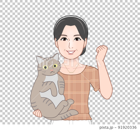 抱著貓的女人 抱著貓的女人 91920336