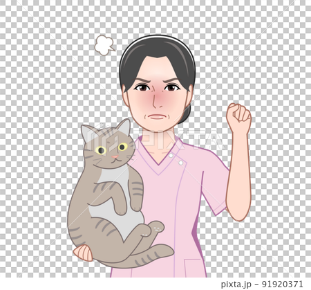 猫を抱えた女性 91920371