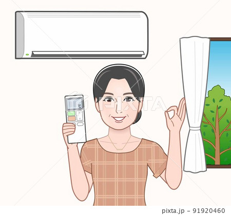 エアコンを使う女性 91920460