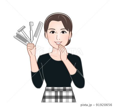 使い捨てプラスチックを持った女性 91920656