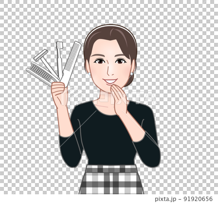 使い捨てプラスチックを持った女性 91920656