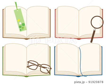 開いた本のイラストセットのイラスト素材 [91920878] - PIXTA