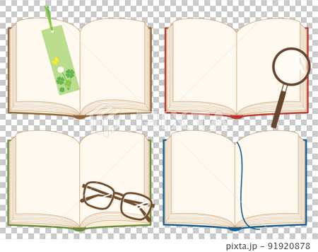 開いた本のイラストセットのイラスト素材 [91920878] - PIXTA