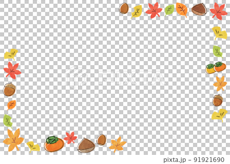 秋・紅葉の水彩風フレームの素材イラスト 91921690