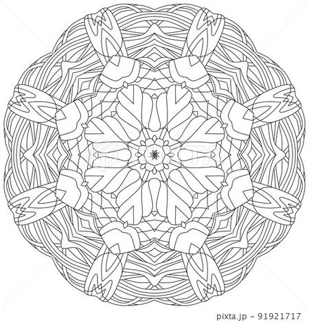 Hand drawn zentangle circular ornament for coloring page. Hand drawn zentangle circular ornament for coloring page. 91921717