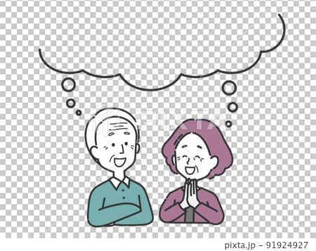 愉快地思考的年長夫婦 91924927