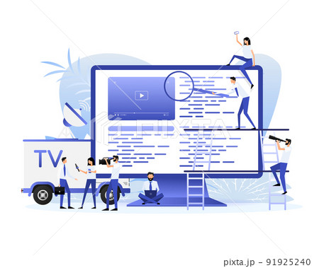 Flat illustration with coding people. Vector flat illustration. 91925240