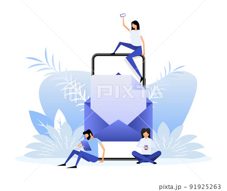 Flat illustration with envelope people for banner design. Vector illustration design Flat illustration with envelope people for banner design. Vector illustration design 91925263