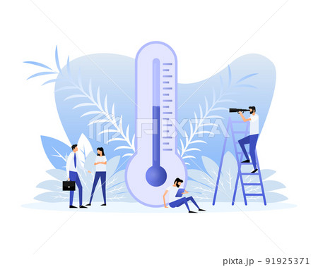 Temperature people. Thermometer icon with flat people. Vector illustration Temperature people. Thermometer icon with flat people. Vector illustration 91925371