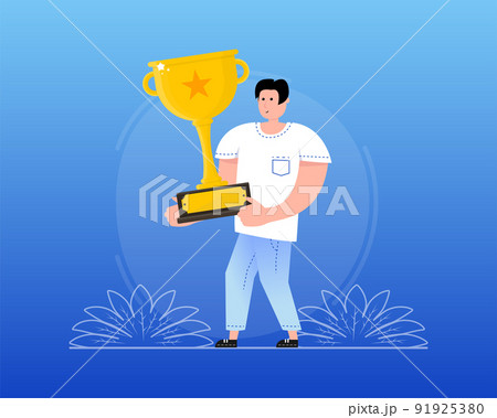 Blue advertising. Best quality. Advertising with blue winner people Blue advertising. Best quality. Advertising with blue winner people 91925380