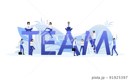 Teamwork business success. Cartoon people vector illustration. Flat vector illustration character 91925397