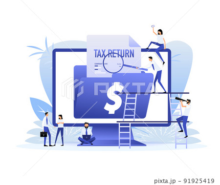 Tax deduction. Concept of tax return, optimization. Vector illustration. Tax deduction. Concept of tax return, optimization. Vector illustration. 91925419