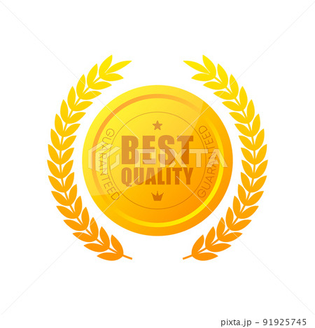 Golden Best quality badge, label. Sale offer price sign. Vector illustration. 91925745