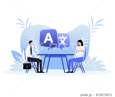 Flat icon with translate people. Vector illustration 91925851