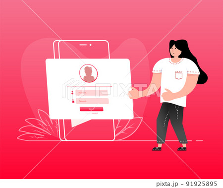 Authorization people, great design for any purposes. Flat illustration. Vector flat illustration 91925895