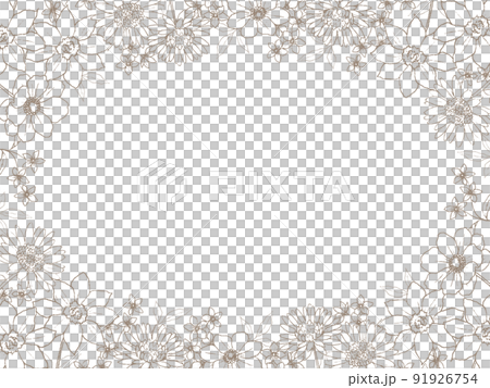 Pen drawing flower frame line art Pen drawing flower frame line art 91926754
