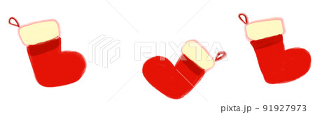 Hanging red socks element for Santa gift christmas doodle drawing illustration 91927973