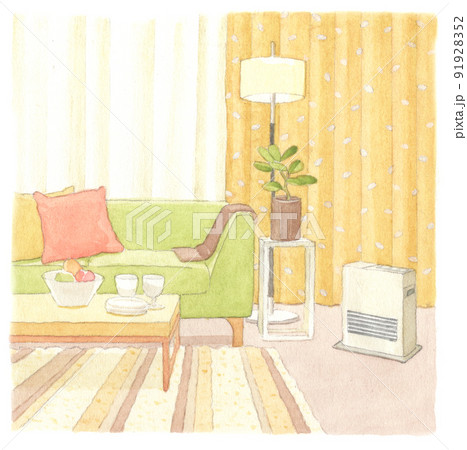 水彩画：リビング15 91928352