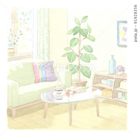 水彩画：リビング11 91928356