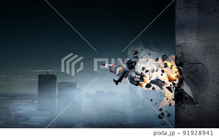 Determined businessman on his way to success leaving fire trails Determined businessman on his way to success leaving fire trails 91928941
