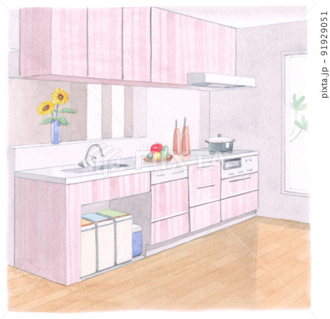 水彩画:キッチン1 水彩画:キッチン1 91929051
