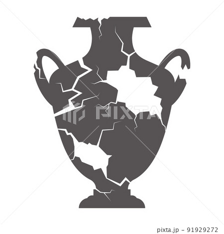 Broken greece vase. Ancient pottery isolated on white background. Vector illustration. Broken greece vase. Ancient pottery isolated on white background. Vector illustration. 91929272