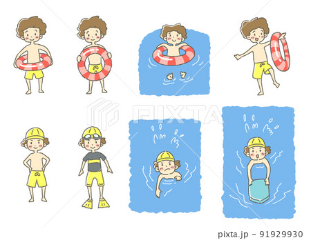 夏のプール男の子イラスト 夏のプール男の子イラスト 91929930