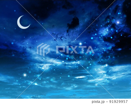 ハロウィン月と雲 91929957