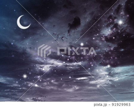 ハロウィン月と雲 91929963