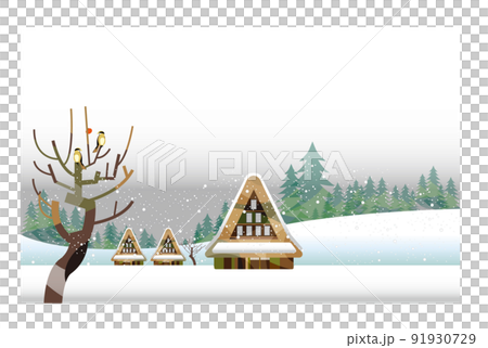 A beautiful mountain village with a gassho-zukuri, an old Japanese folk house A beautiful mountain village with a gassho-zukuri, an old Japanese folk house 91930729