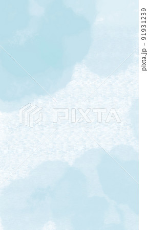 白い和紙に墨汁がにじんだような背景素材(横線あり水色・グレー) 白い和紙に墨汁がにじんだような背景素材(横線あり水色・グレー) 91931239