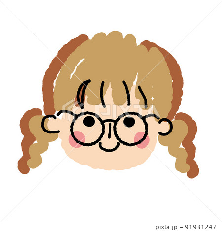 女の子 ゆる顔 アイコン 02 メガネ 単品 03のイラスト素材