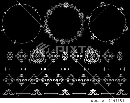 ダマスク模様の飾り罫セット　シルバー 91931314