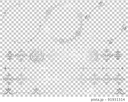 ダマスク模様の飾り罫セット　シルバー 91931314