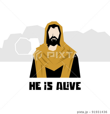 Biblical illustration. Christian art. He is alive. Biblical illustration. Christian art. He is alive. 91931436