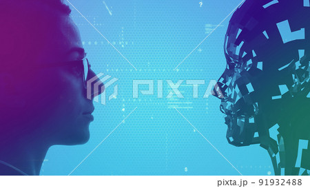 人とAI　人工知能　デジタルトランスフォーメーション 91932488