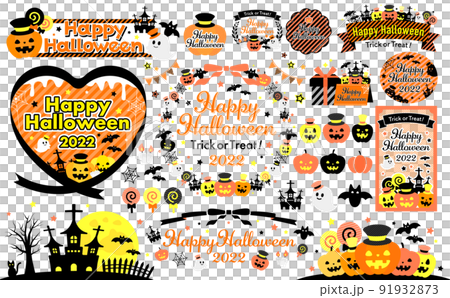 Halloween frame and illustration set_Halloween color black Halloween frame and illustration set_Halloween color black 91932873