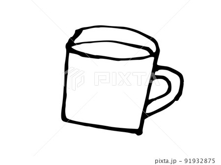 日用品　シンプルイラスト  線画　コーヒー 91932875