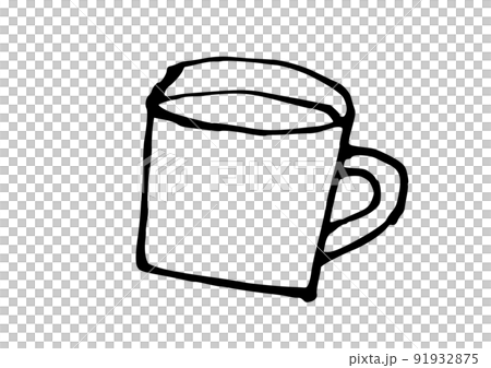 日用品　シンプルイラスト  線画　コーヒー 91932875