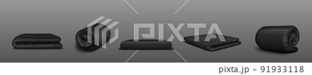 Black towels, isolated terrycloth, home textile Black towels, isolated terrycloth, home textile 91933118