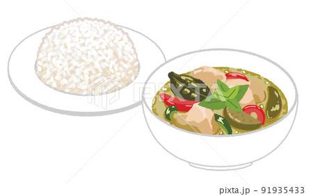 グリーンカレーのイラスト グリーンカレーのイラスト 91935433