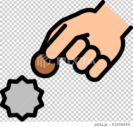 Hand with scratch mark and coin 91936649