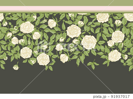 Roses flowers on branches. Millefleurs trendy floral design 91937017