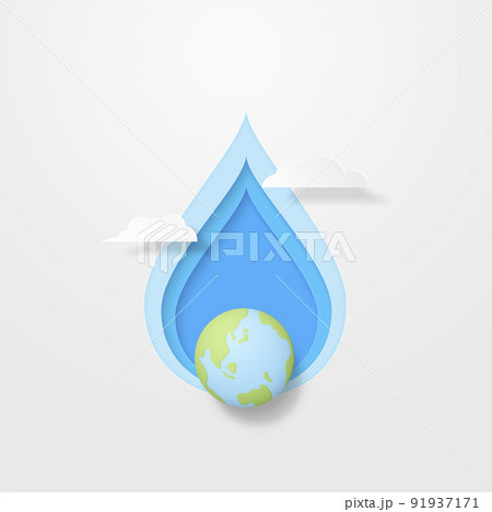 ペーパーカット　一滴　しずく　エコロジー 91937171
