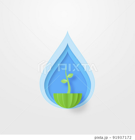 ペーパーカット　一滴　しずく　エコロジー 91937172