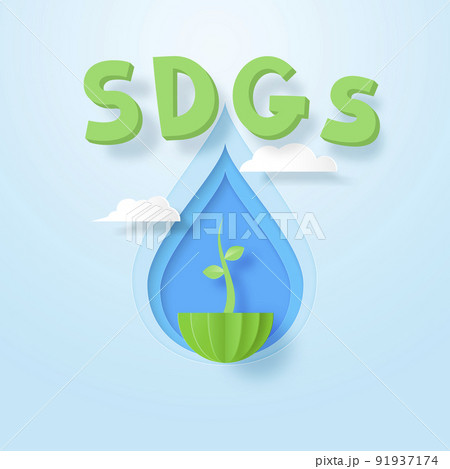 ペーパーカット　一滴　しずく　SDGs 91937174