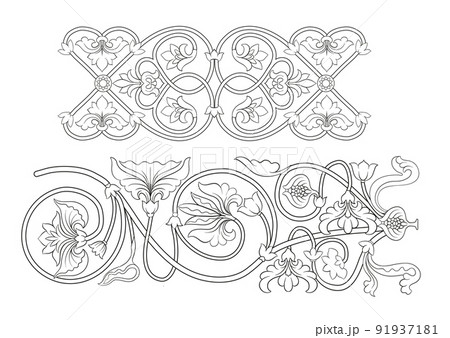 Byzantine traditional historical floral motifs, pattern 91937181