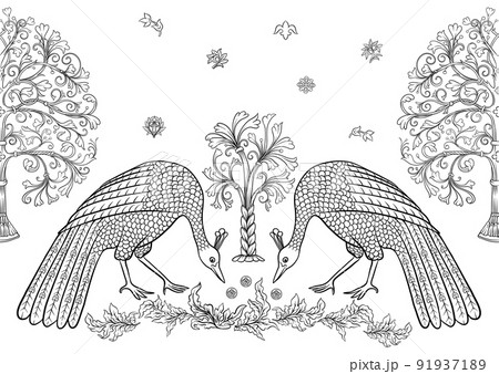 Byzantine traditional historical motifs of animals, birds, 91937189